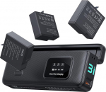 llano AC3 30W kiirlaadija koos 3-pakiga 1950mAh Ace Pro 2 akudega Insta360 Ace Pro 2/AcePro/Ace Action Camera jaoks, kolmekohaline PD-laadimine, LED-ekraan, kaasaskantav hoiukoht