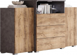 MINIO go for it - Kommode Korfu III, 150 cm, Sideboard mit Schubladen, v&auml;rvi: Graphit Matera/Kastanien Breslau