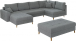 Nurgas diivanitooli komplekt koos padjaga Sleep Function Stool 6 istekohaga U-kujuline 2 tk T&auml;ispuidust jalad pruun vabalt seisev Boucle kangas vasakpoolne Erik Grey