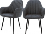 ML-Design 2 s&ouml;&ouml;gitooli komplekt selja- ja k&auml;etugedega, antratsiit, PU kunstnahast kattega k&ouml;&ouml;gitoolid, metalljalgadega polsterdatud toolid, ergonoomilised toolid s&ouml;&ouml;gilauale, elutoa toolid