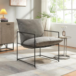 [en.casa] Utsjoki metallist tugitool, 90 x 61 x 70 cm, lugemistool, &uuml;hekohaline diivan polsterdatud padjaga, polsterdatud tool, kokteilitool, polsterdatud tool, must/tumehall
