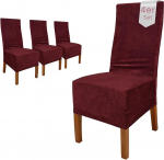 Scheffler Home Chair Covers Velvet Bordeaux Set of 4 Puma - elastsed toolikatted k&otilde;rge seljatoega toolidele ja polsterdatud toolidele - pestav ja m&otilde;&otilde;tmete poolest stabiilne