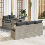 Modulares Gartensofa-Set Schwarz Poly-Rattan als 6-teiliges Outdoor-Sofa-Set f&uuml;r Gartenm&ouml;bel mit Tisch und Speicher