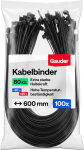GAUDER Kabelbinder schwarz (80 kg Zugfestigkeit) - Extra starke und lange Kabelbinder f&uuml;r Kabelmanagement, Zaun, Garten, Bau & Werkstatt - UV-best&auml;ndig f&uuml;r Au&szlig;enbereich (100 St&uuml;ck - 600 mm x 8,8 mm)