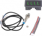 Green 4 Digit LED Motor Speedometer RPM Speed Measure Meter, Motor RPM with NPN Hall Proximity Switch Sensor, High Precision 0.56 Inch LED Display for Industrial and Automotive