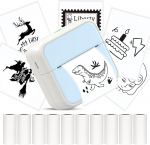 HUIJUTCHEN Mini Printer, Portable Photo Printer, Bluetooth Thermal Printer, Includes Pocket Printer, Sticker, Printer for iOS and Android, with 10 Rolls of Thermal Paper for Photos, Notes, Memos, DIY