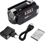 Akozon kaasaskantav videokaamera, Vlogging kaamera, FHD 16X Zoom, Full HD p&ouml;&ouml;ramine, HD videokaamera, 16x kaasaskantav DV kaamera (must)