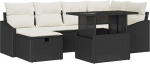 Rantry 7-teiliges Garten-Sofa-Set mit Kissen Schwarz Poly-Rattan Gartenlounge Model3361166