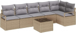 Rantry 7-teilige Garten-Sofa-Set mit Kissen Schwarz Poly Rattan Gartenlounge Model3346410