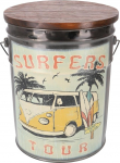 GURU SHOP Stool &auml;mbri iste puidust kaanega, Vintage pr&uuml;gikast - Surfers Tour, mitmev&auml;rviline, 40 x 33 x 33 cm, istumisalused m&ouml;&ouml;bel