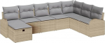 Rantry 8-teiliges Garten-Sofa-Set mit Kissen Beige Poly-Rattan Gartenlounge Model3359129