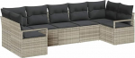 Rantry 7-teiliges Garten Sofa Set mit Kissen Hellgrau Poly Rattan Gartenlounge Model3355201