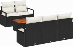 6-teiliges Garten Sofa Set mit Kissen Schwarz Poly Rattan Akazie Gartenlounge Model3347642