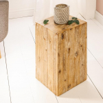Schauer Solid Decorative Column 50 cm Acacia Wood Teak Grey Limed Side Table Column Table Flower Column / Flower Stand Wooden Stock Plant Stand