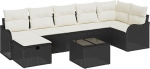 Rantry 8-teiliges Garten Sofa Set mit Kissen Schwarz Poly Rattan, 2-Sitzer Garten Sofa mit Kissen Schwarz Poly Rattan Gartenlounge Model3359006