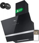 CIARRA CBCB6736H Cooker Hood, Headless, Slanted Hood, 60 cm, 650 m&sup3;/h, with CBCF003 Activated Carbon Filter, Extractor Hood, TouchSelect Sensor Buttons, Stainless Steel, LED Lighting, Wall Extractor Hood