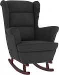 vidaXL Rocking Chair with Solid Wood Rubber Legs, Relaxing Chair, Rocking Chair, Recliner Chair, Upholstered Chair, Black Velvet