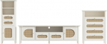 AUJDKDH Living Room Rattan Furniture Combination TV Cabinet Storage Cabinet Set Solid Wood Legs Painted (.,White)