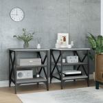 Homgoday Beistelltische, 2 St&uuml;ck, graues Sonoma, 40 x 42 x 50 cm, technisches Holz, Sofa-Beistelltisch, Nachttisch f&uuml;r Wohnzimmer, Zuhause, B&uuml;ro, Schlafzimmer, Beistelltisch, Pr&auml;sentationsst&auml;nder