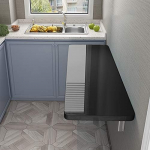 Wandmontierter Klapptisch f&uuml;r Zuhause, B&uuml;ro, K&uuml;che, Waschk&uuml;che, Multifunktions-Schreibtisch f&uuml;r Laptop, Werkbank, Esszimmer, Schreiben, platzsparendes Design, 4 Farben erh&auml;ltlich, Schwarz, 8