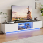 LED TV kapp 160cm TV kapp TV m&ouml;&ouml;bel Kaasaegne puidust TV stend 2 hoiukambriga Madal elutoa kapp elutoa m&ouml;&ouml;bel (valge, 3 (160cm)