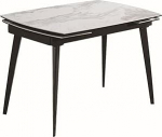 Meubletmoi pikendatav keraamiline s&ouml;&ouml;gilaud valge marmorist ristk&uuml;likukujuline 120/178 cm alus metallist must - kaasaegne disain - Florida