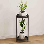 K&otilde;rvallaud 2 tasandiga, v&auml;ike &ouml;&ouml;kapp kahe eemaldatava salvega, k&otilde;rge metallist taimestend sise- v&otilde;i v&auml;listingimustes, lillepoti esitlus, magamistoas (must, 25 cm / 10 tolli)