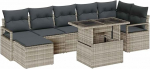 8-teiliges Garten Sofa Set mit Kissen Hellgrau Poly Rattan Gartenlounge Model3357605