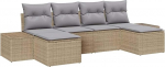 6-teiliges Garten Sofa Set mit Kissen Beige Kunststoff Rattan Gartenlounge Model3347170