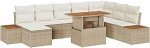 9-Teiliges Garten Diivan Set mit Kissen Beige Poly Rattan Gartenlounge Model3358835