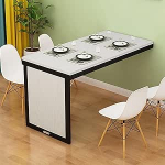 An der Wand montierter, klappbarer Esstisch f&uuml;r kleine R&auml;ume, umwandelbarer MDF-Wandtisch f&uuml;r B&uuml;ro, Schlafzimmer, K&uuml;che, Schwarz, 80 x 50 cm
