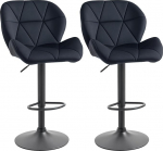 HOMCOM Set of 2 Bar Stools Swivel Bar Chairs with Backrest Height-Adjustable Bistro Stool Counter Stool Velvet Touch Armless Foam Black 51.5 x 57.5 x 93-114.5 cm