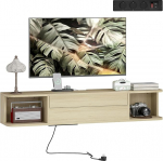 HOMCOM rippuv TV-m&ouml;&ouml;bel 120 cm teleripult kuni 50-tollise teleri jaoks, pistikupesad, USB ja Type-C pordid, sahtli, riiulid, kaabli l&auml;bip&auml;&auml;s TV seinapink elutuppa, naturaalne puidu efektiga