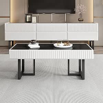 DUlVBPE Modernne minimalistlik kohvilaud ja TV-m&ouml;&ouml;bli kombinatsioon, musta ja valge triibuline luksuslik elutoa m&ouml;&ouml;blikomplekt