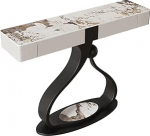 YITAYMLI Halbmond-schmale Konsolentisch mit Aufbewahrungsschubladen, zeitgen&ouml;ssischer Luxus-Akzent-Sofatisch f&uuml;r den Eingangsbereich, tropfenf&ouml;rmiger Metallfu&szlig;, Flur(Black B,140cm/55.1IN)