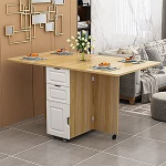 Platzsparender zusammenklappbarer Esstisch, multifunktsionaalne, Holz, rechteckig, K&uuml;chentisch mit Schublade, ideal f&uuml;r kleine Wohnung, Esszimmer, M&ouml;bel