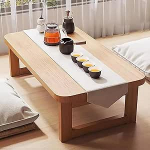 Japanischer niedriger Tisch zum Sitzen auf dem Boden, faltbarer Teetisch f&uuml;r Zuhause, B&uuml;ro, B&uuml;ro, Wohnzimmer, Holzfarbe, 100 x 50 x 40 cm.