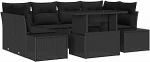 7-teiliges Garten-Sofa-Set mit Kissen Schwarz Poly-Rattan Gartenlounge Model3349119