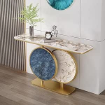 Stilvoller Konsolentisch im Landhausstil mit Ablagef&auml;chern - 100 cm gro&szlig;er Sofatisch mit goldenem Akzent f&uuml;r Wohnzimmer und Flur - Dekorative Eingangsm&ouml;bel