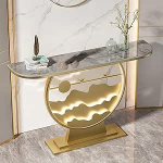 Kaasaegne kuldne konsoollaud esikusse | Kaasaegne koridoride dekoor | Aktsentne laud elutuppa ja kontorisse | 47,2" stiilne sissep&auml;&auml;sum&ouml;&ouml;bel