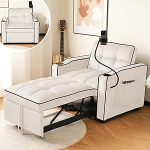 HAUSPROFI diivanvoodi, p&auml;evavoodi, pikendatav diivan magamisfunktsiooniga, 3 in 1 kokkupandav diivan koos tassihoidja, telefonihoidja ja k&uuml;ljetaskutega, 83 x 167 x 76 cm (L x S x K) (beež) (beež)