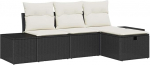 4-teiliges Garten Sofa Set mit Kissen Schwarz Poly Rattan Gartenlounge Model3359346