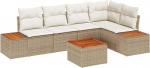 Gartensofa-Set mit Kissen 6 tk Beige Poly Rattan Gartenm&ouml;bel Model3348092