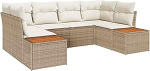 Gartensofa-Set mit Kissen 6 tk Beige Poly-Rattan Gartenm&ouml;bel Model3348157