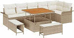Gartensofa-Set mit Kissen 9 tk Beige Poly-Rattan Gartenm&ouml;bel Model3362146