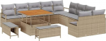 13-teiliges Garten-Sofaset mit Kissen Beige Poly Rattan Akazie Gartenlounge Model3364527