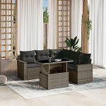 Garten-Sofagarnitur Ecksofa & Mittelsofa Set - PE-Rattan Grau - 62x62x69 cm - f&uuml;r Terrasse und Innenhof Model3267270