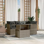 Garten-Sofagarnitur Ecksofa & Mittelsofa Set, Grau, PE-Rattan, 62x62x69 cm - F&uuml;r Terrasse und Innenhof Model3266560