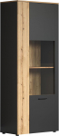 trendteam smart living - Esteban - Display Cabinet - Anthracite/Evoke Oak - 6 Compartments - (W x H x D) 80 x 195 x 42 cm - Groove Look