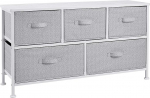 Amazon Basics - White Wardrobe Storage Unit with 5 Extra Wide Fabric Drawers